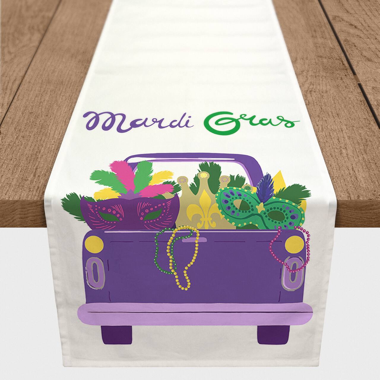 90" Mask Truck Load Mardi Gras Table Runner